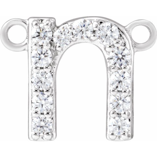 14K White 1/10 CTW Lab-Grown Diamond Initial N Necklace Center