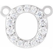 14K White 1/10 CTW Lab-Grown Diamond Initial O Necklace Center