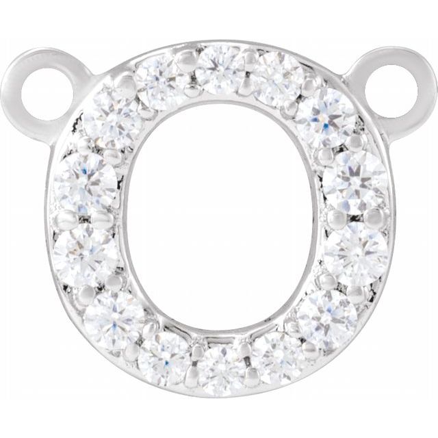 14K White 1/10 CTW Lab-Grown Diamond Initial O Necklace Center