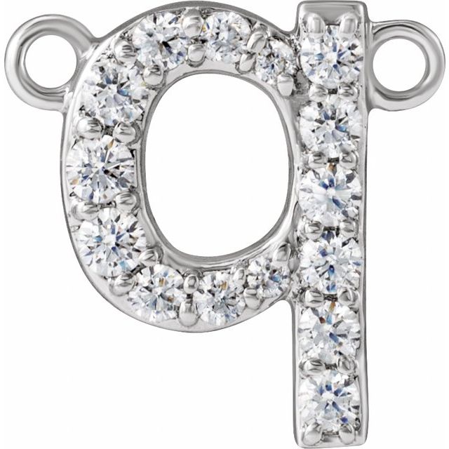 14K White 1/8 CTW Lab-Grown Diamond Initial Q Necklace Center