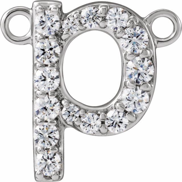 14K White 1/8 CTW Lab-Grown Diamond Initial P Necklace Center