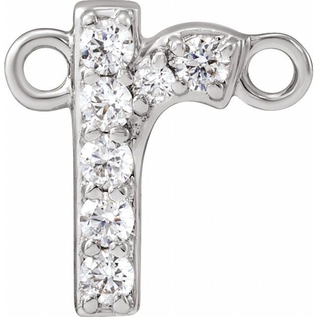 14K White .07 CTW Lab-Grown Diamond Initial R Necklace Center