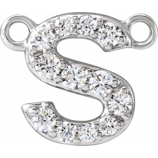 14K White 1/10 CTW Lab-Grown Diamond Initial S Necklace Center