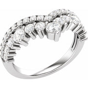 14K White 1 CTW Lab-Grown Diamond Contour Band