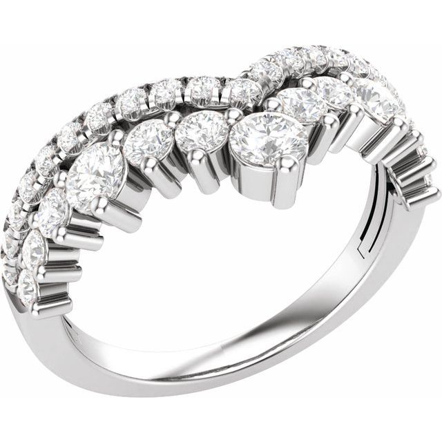 14K White 1 CTW Lab-Grown Diamond Contour Band