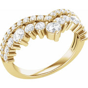14k Yellow 1 Ctw Lab-grown Diamond Contour Band