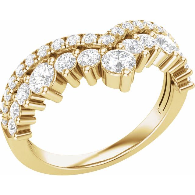 14k Yellow 1 Ctw Lab-grown Diamond Contour Band