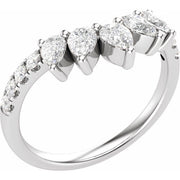 14K White 3/4 CTW Lab-Grown Diamond Contour Band