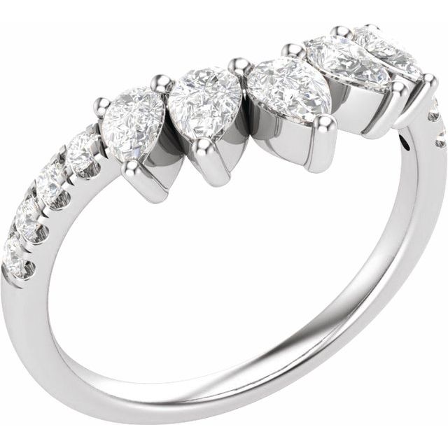 14K White 3/4 CTW Lab-Grown Diamond Contour Band