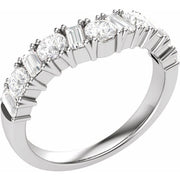 14k White 1 Ctw Lab-grown Diamond Contour Band