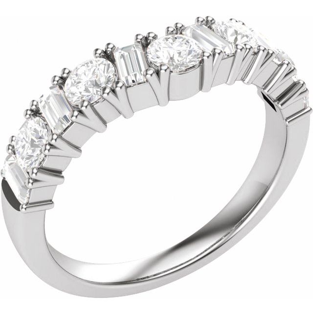 14k White 1 Ctw Lab-grown Diamond Contour Band
