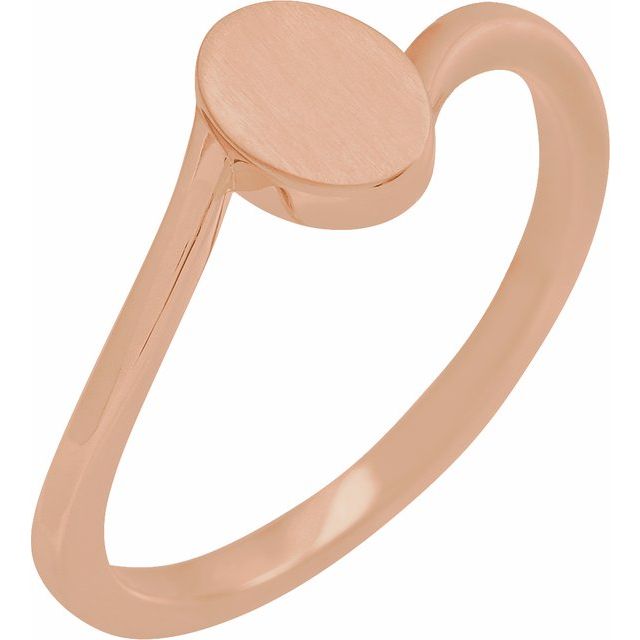 14K Rose Engravable Oval Signet Ring