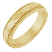 14k Yellow 4 Mm Diamond Faceted Milgrain Band Size 11