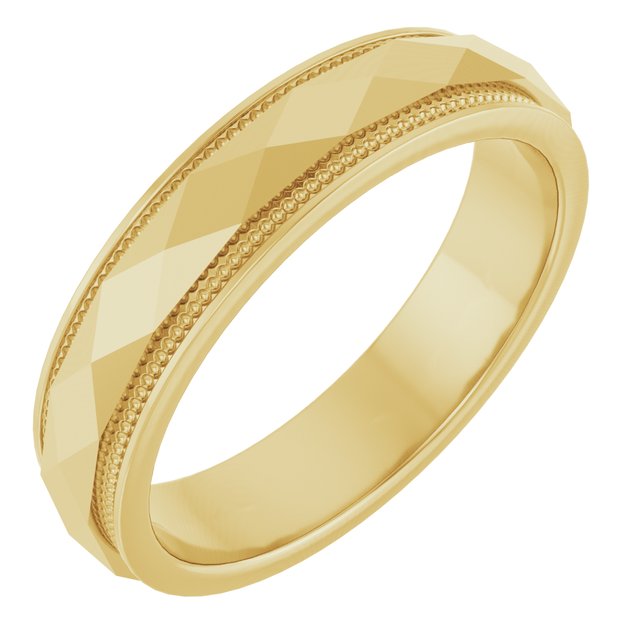 14k Yellow 4 Mm Diamond Faceted Milgrain Band Size 11