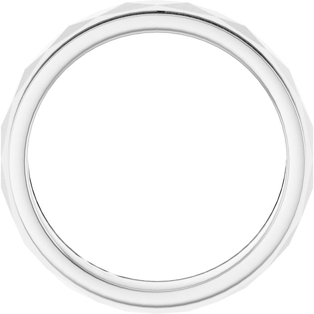 14K White 4 mm Diamond Faceted Milgrain Band Size 7