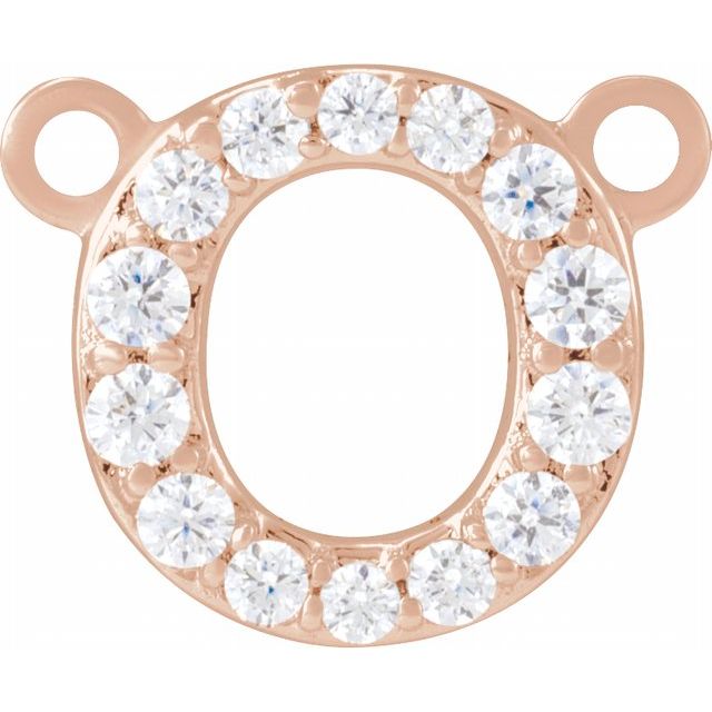14K Rose 1/10 CTW Lab-Grown Diamond Initial O Necklace Center
