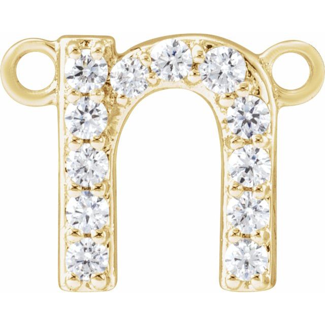 14K Yellow 1/10 CTW Lab-Grown Diamond Initial N Necklace Center