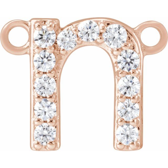 14K Rose 1/10 CTW Lab-Grown Diamond Initial N Necklace Center