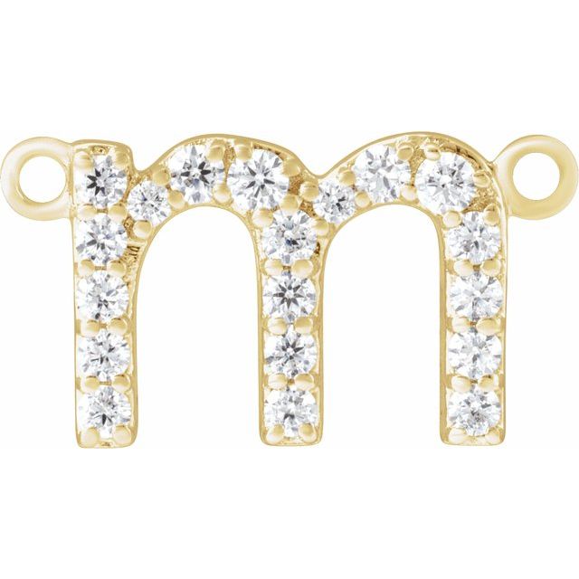 14K Yellow 1/7 CTW Lab-Grown Diamond Initial M Necklace Center