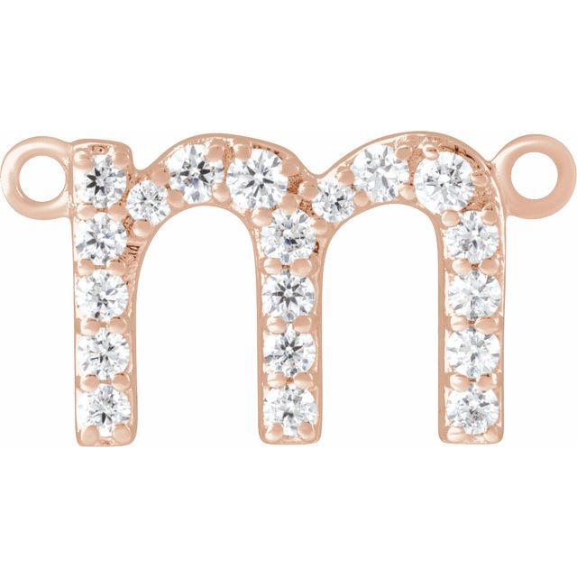 14K Rose 1/7 CTW Lab-Grown Diamond Initial M Necklace Center