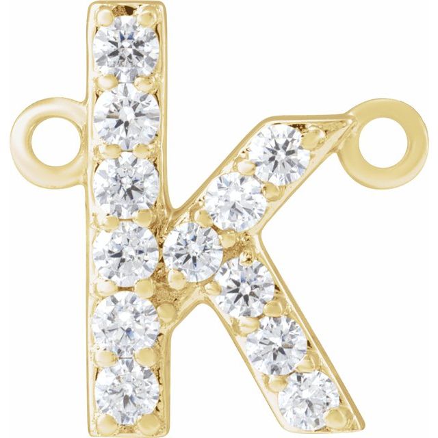 14K Yellow 1/8 CTW Lab-Grown Diamond Initial K Necklace Center