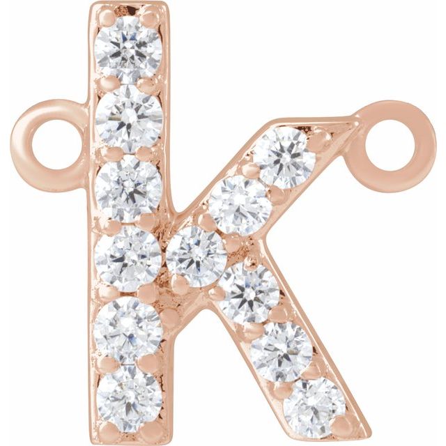 14K Rose 1/8 CTW Lab-Grown Diamond Initial K Necklace Center