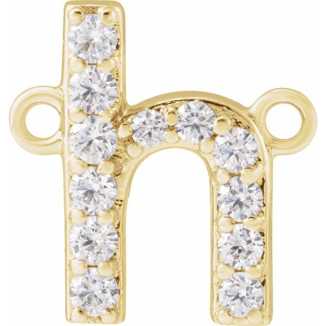 14K Yellow 1/8 CTW Lab-Grown Diamond Initial H Necklace Center