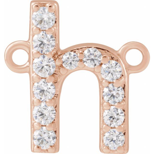 14K Rose 1/8 CTW Lab-Grown Diamond Initial H Necklace Center