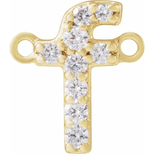 14K Yellow 1/10 CTW Lab-Grown Diamond Initial F Necklace Center