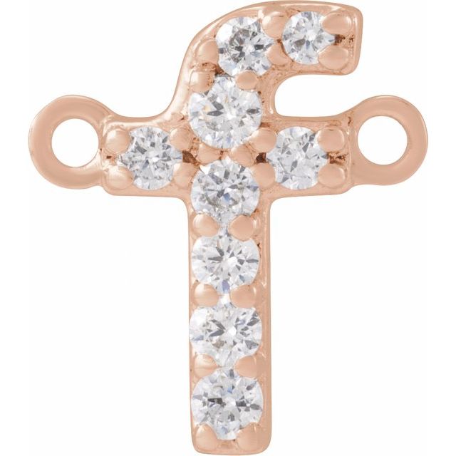 14K Rose 1/10 CTW Lab-Grown Diamond Initial F Necklace Center