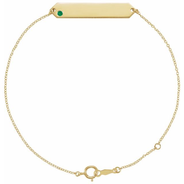 14K Yellow Natural Emerald Geometric 7-8' Bracelet