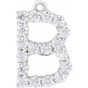 14k White 1/4 Ctw Lab-grown Diamond Initial B Dangle