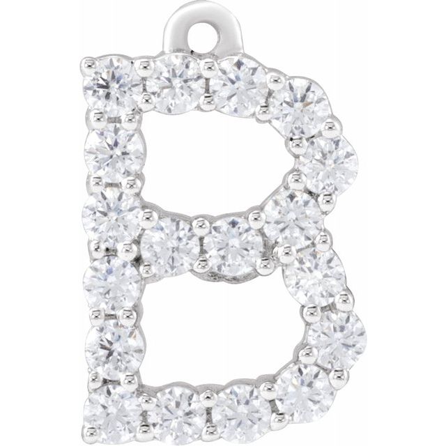 14k White 1/4 Ctw Lab-grown Diamond Initial B Dangle
