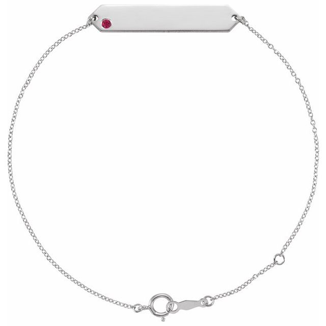 Sterling Silver Natural Ruby Geometric 7-8' Bracelet