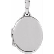 14K White Engravable Oval Locket