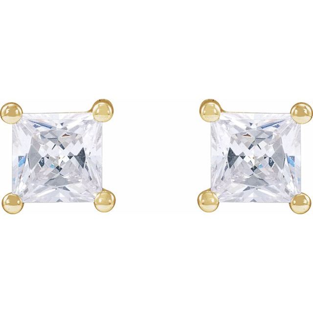 14K Yellow 2 mm Square 1/10 CTW Lab-Grown Diamond Earrings