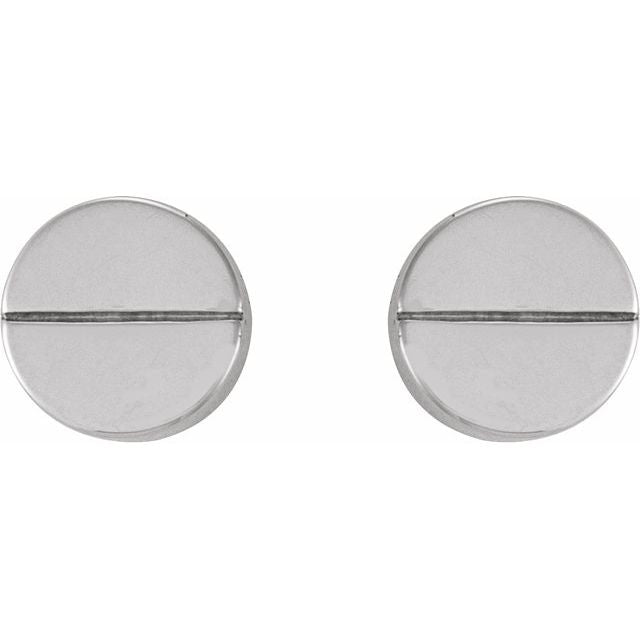 14K White 4.9 mm Geometric 6 mm Press Fit Back Earrings