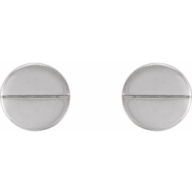 14k White 4.9 Mm Geometric Friction Closure Earrings