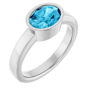 14K White Natural Aquamarine Ring