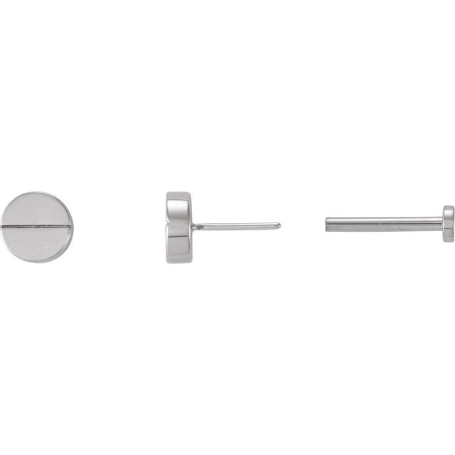 14K White 4.9 mm Geometric 6 mm Press Fit Back Earrings