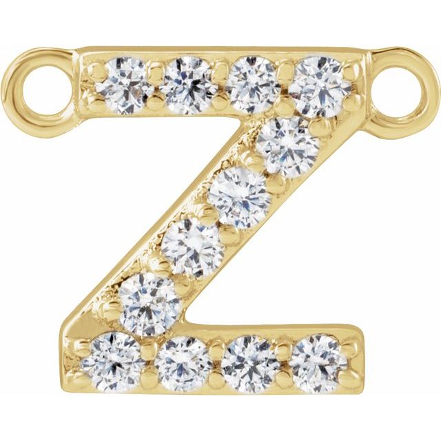 14K Yellow 1/10 CTW Lab-Grown Diamond Initial Z Necklace Center