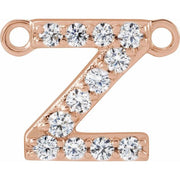 14K Rose 1/10 CTW Lab-Grown Diamond Initial Z Necklace Center