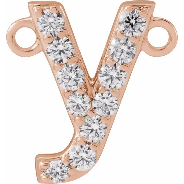 14K Rose 1/8 CTW Lab-Grown Diamond Initial Y Necklace Center