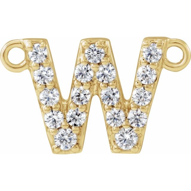 14K Yellow 1/6 CTW Lab-Grown Diamond Initial W Necklace Center