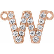 14K Rose 1/6 CTW Lab-Grown Diamond Initial W Necklace Center