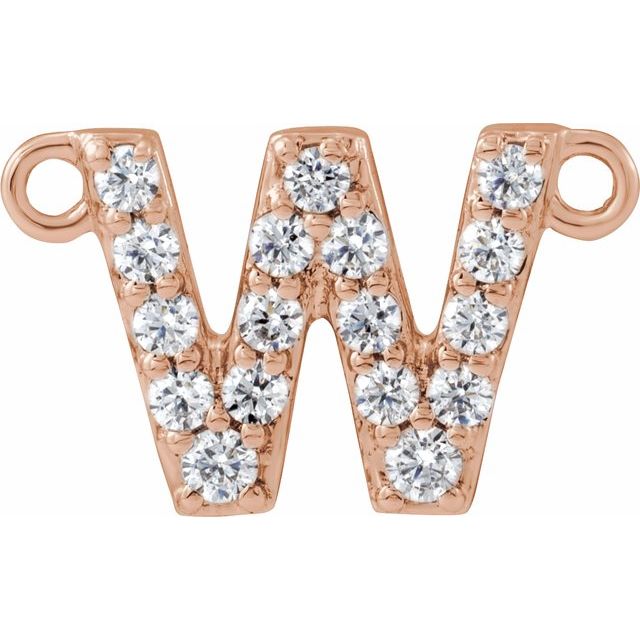 14K Rose 1/6 CTW Lab-Grown Diamond Initial W Necklace Center