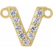 14K Yellow 1/10 CTW Lab-Grown Diamond Initial V Necklace Center