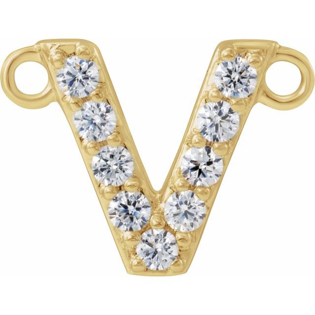 14K Yellow 1/10 CTW Lab-Grown Diamond Initial V Necklace Center