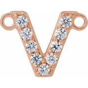 14K Rose 1/10 CTW Lab-Grown Diamond Initial V Necklace Center