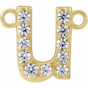 14K Yellow 1/10 CTW Lab-Grown Diamond Initial U Necklace Center